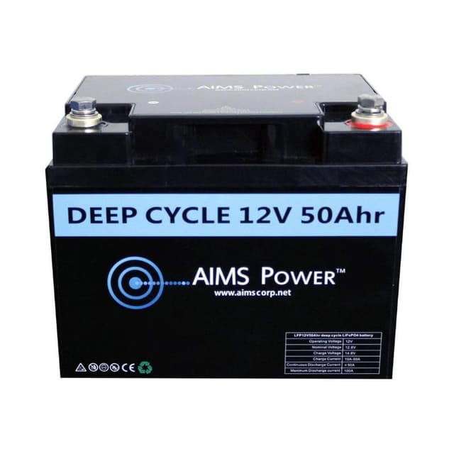 AIMS LFP12V50A LiFePO4 50Ah 12V Deep Cycle Lithium Battery
