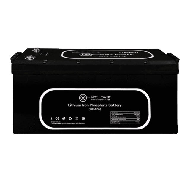 AIMS Power Lithium Battery 300Ah 3.84 kW with Wake Up, Heater & BT Monitoring 12V LiFePO4