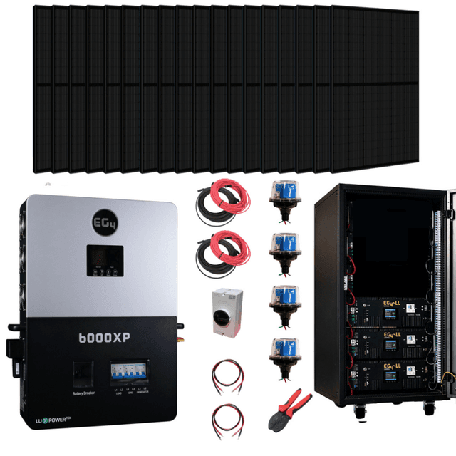 Complete Off-Grid Solar Kit EG4 6000XP – 8000W PV Input – 6000W Output – 48V 120/240V Split Phase + 6400 Watts of Solar PV