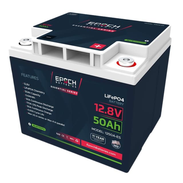 EPOCH 12V 50Ah Essential Series – Bluetooth LiFePO4 Battery