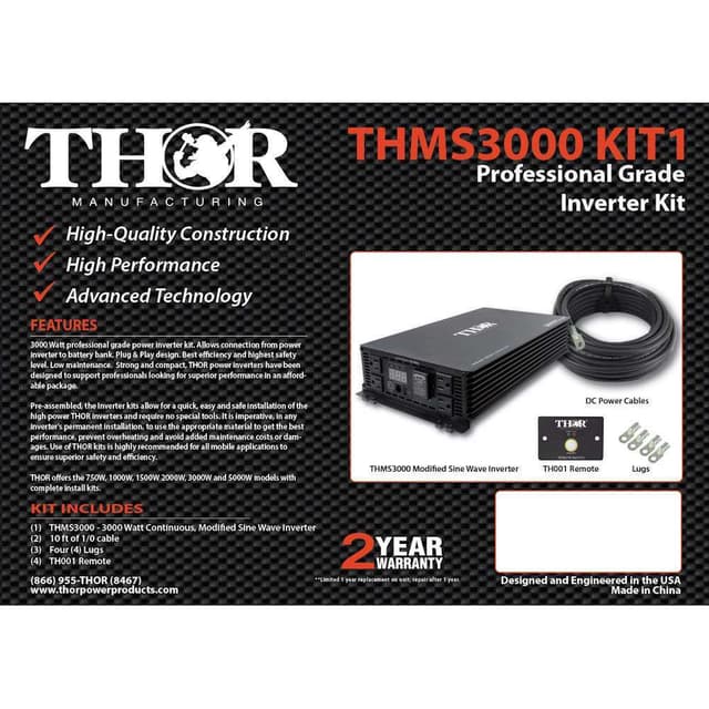 Thor 3000 Watt Professional Grade Power Inverter Kit THMS3000KIT1