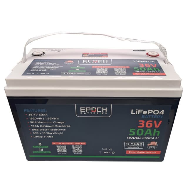 EPOCH 36V 50Ah Essential Series – Bluetooth & Heated LiFePO4 Battery
